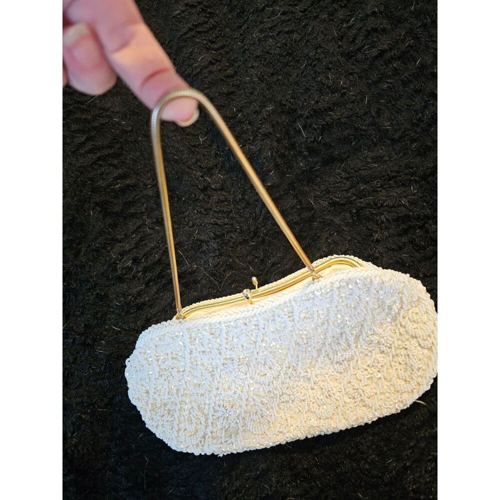 ADG Vintage Ivory Beaded Sequin Wedding Cocktail Evening Bag